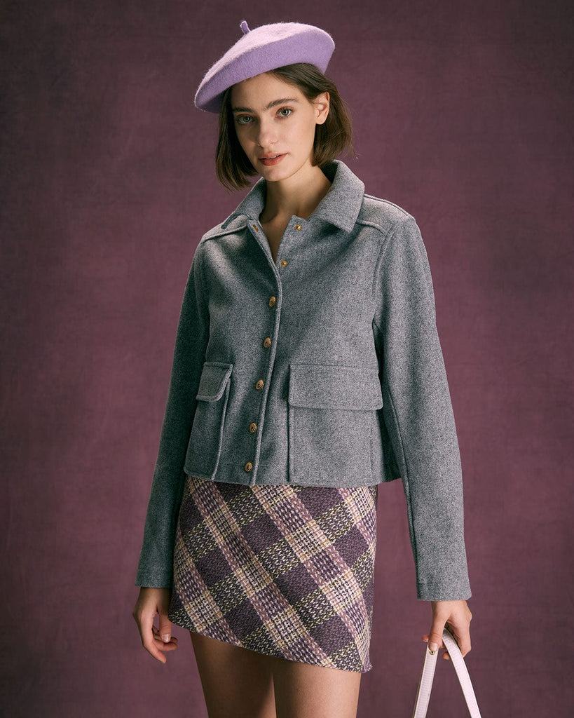 The Grey Collared Pocket Jacket Outerwear - RIHOAS