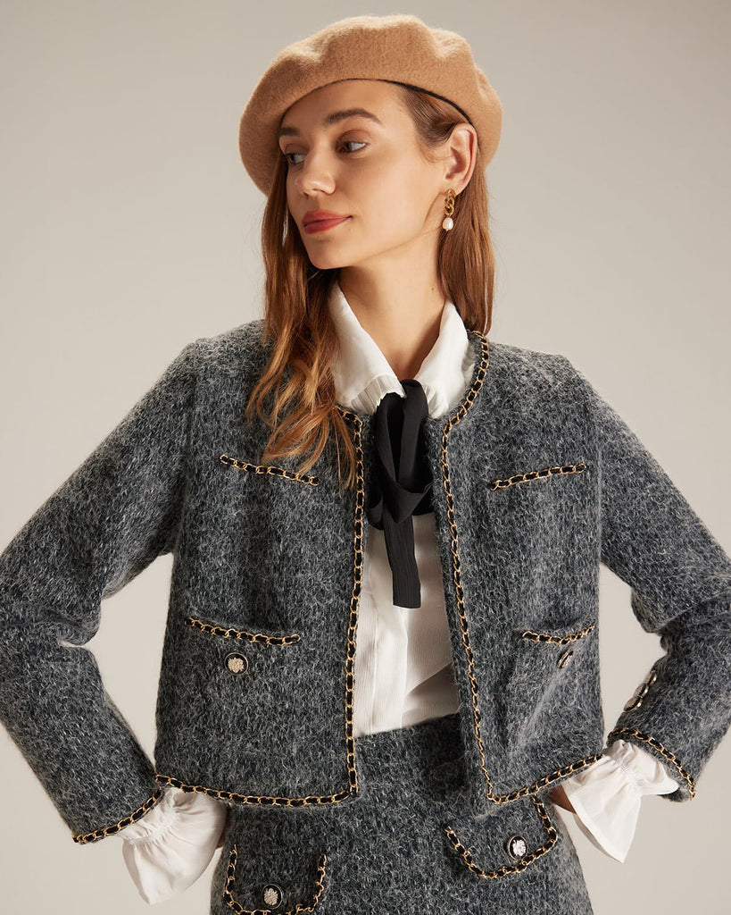 The Grey crew-neck wool jacket Outerwear - RIHOAS