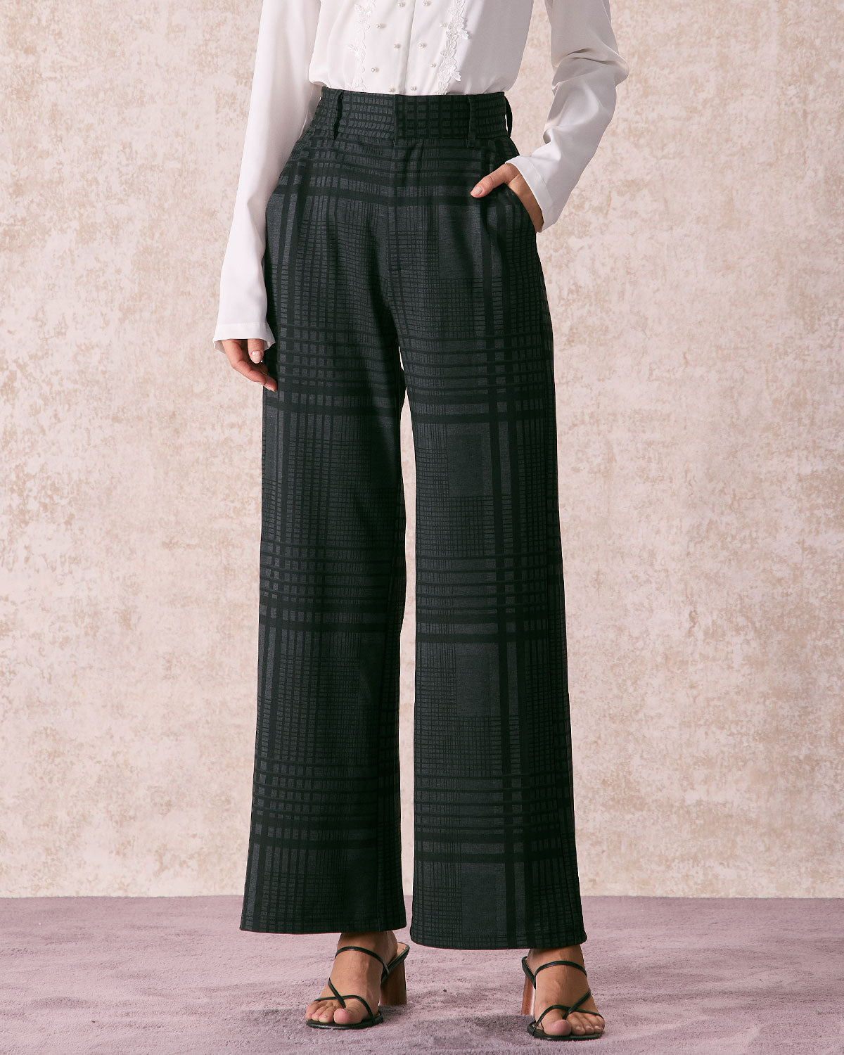 Womens wide leg plaid pants hotsell