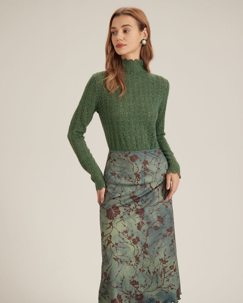 The Half High Neck Lace Top Tops - RIHOAS