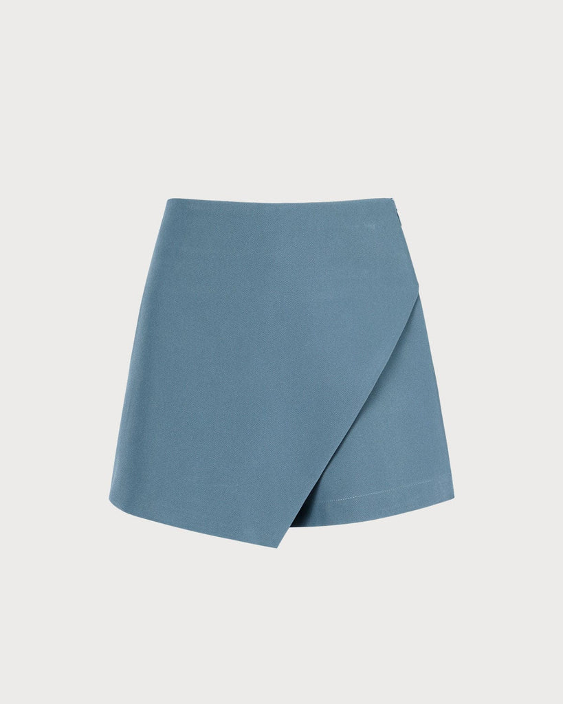 The High Waist Asymmetrical Hem Skort Blue Bottoms - RIHOAS