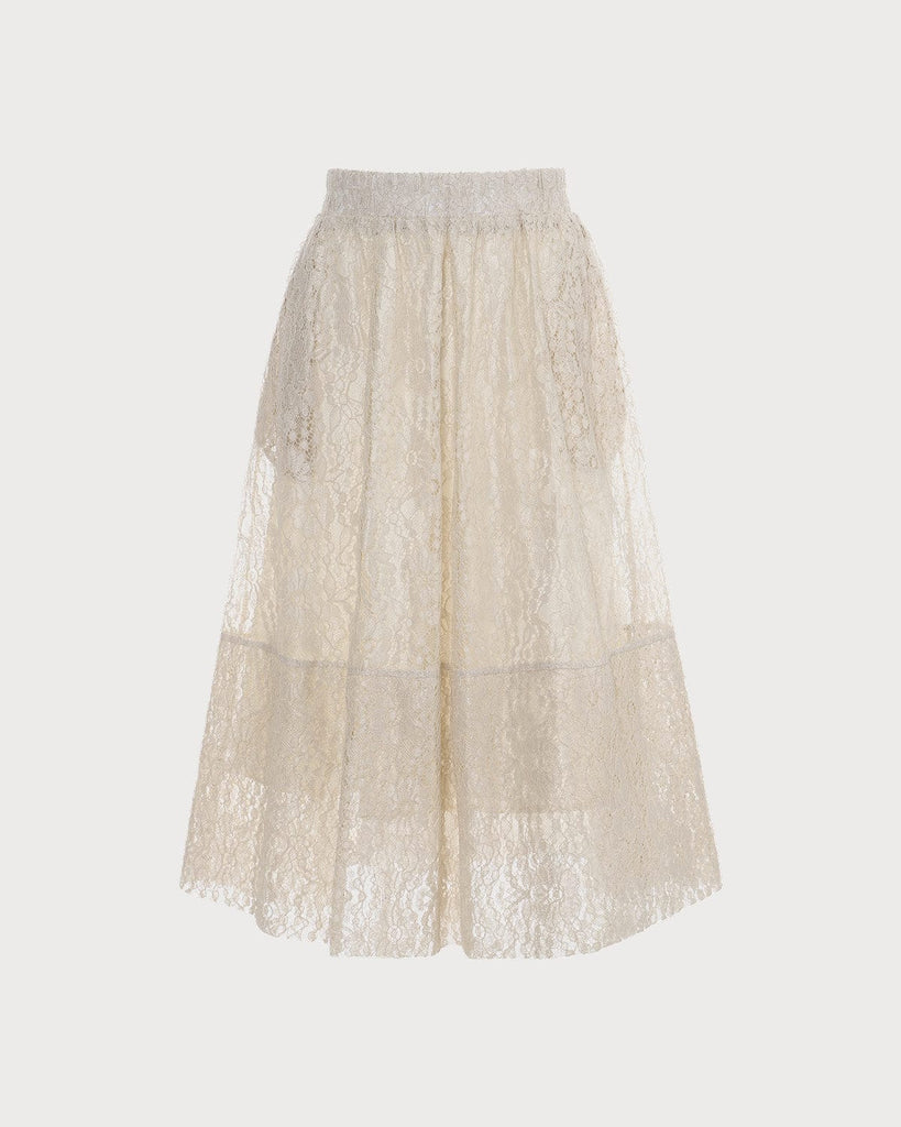 The High Waisted Lace Skirt Apricot Bottoms - RIHOAS