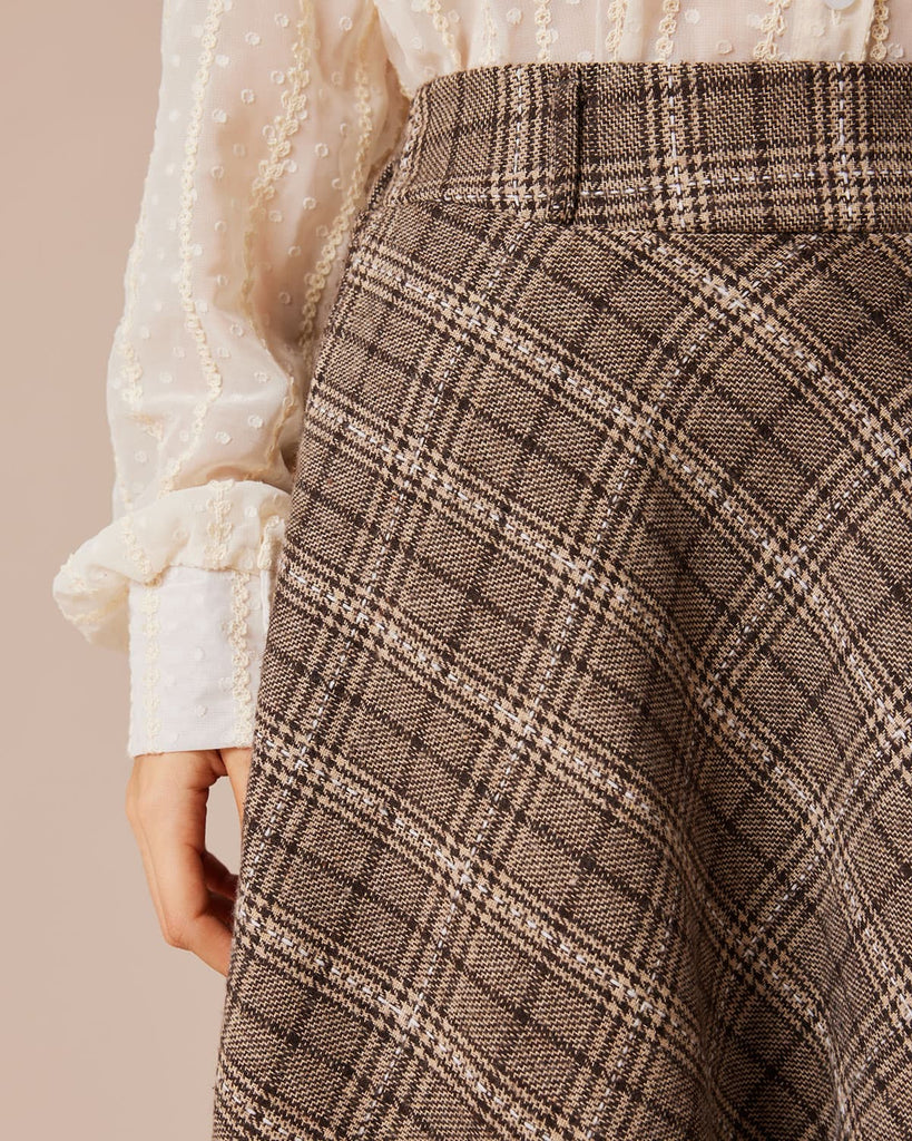 The High Waisted Plaid Midi Skirt Bottoms - RIHOAS