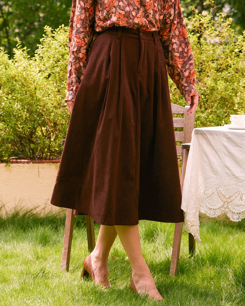 The High Waisted Pocket Midi Skirt Red Bottoms - RIHOAS
