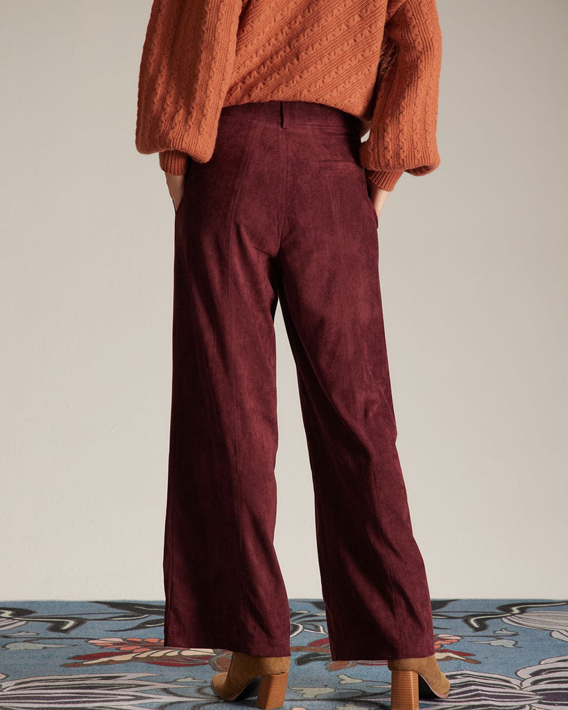The High Waisted Suede Straight Pants Bottoms - RIHOAS