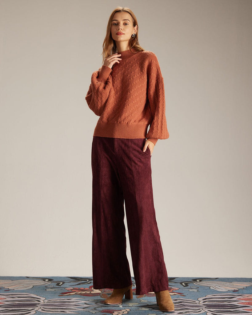 The High Waisted Suede Straight Pants Bottoms - RIHOAS