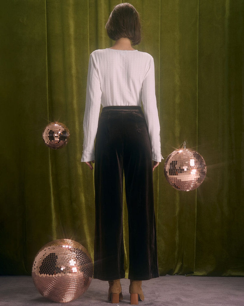 The High Waisted Velvet Pants Bottoms - RIHOAS