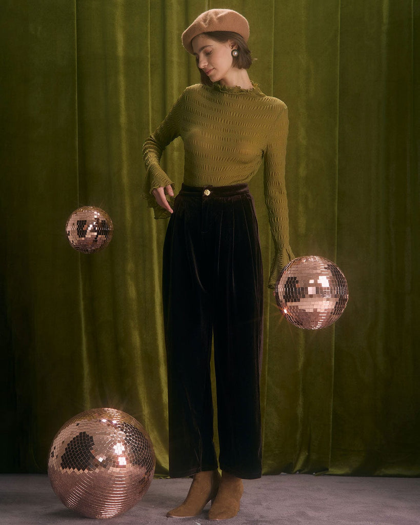 The High Waisted Velvet Pants Bottoms - RIHOAS