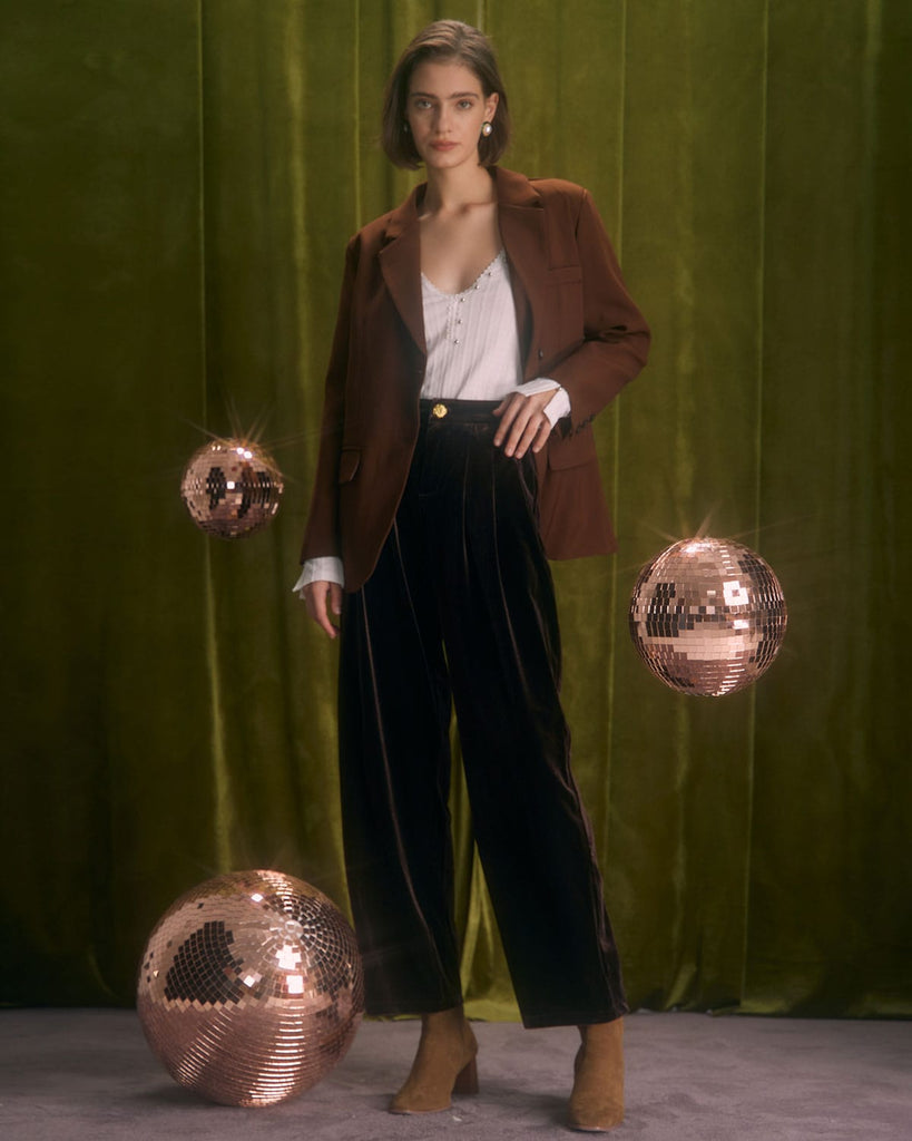 The High Waisted Velvet Pants Bottoms - RIHOAS