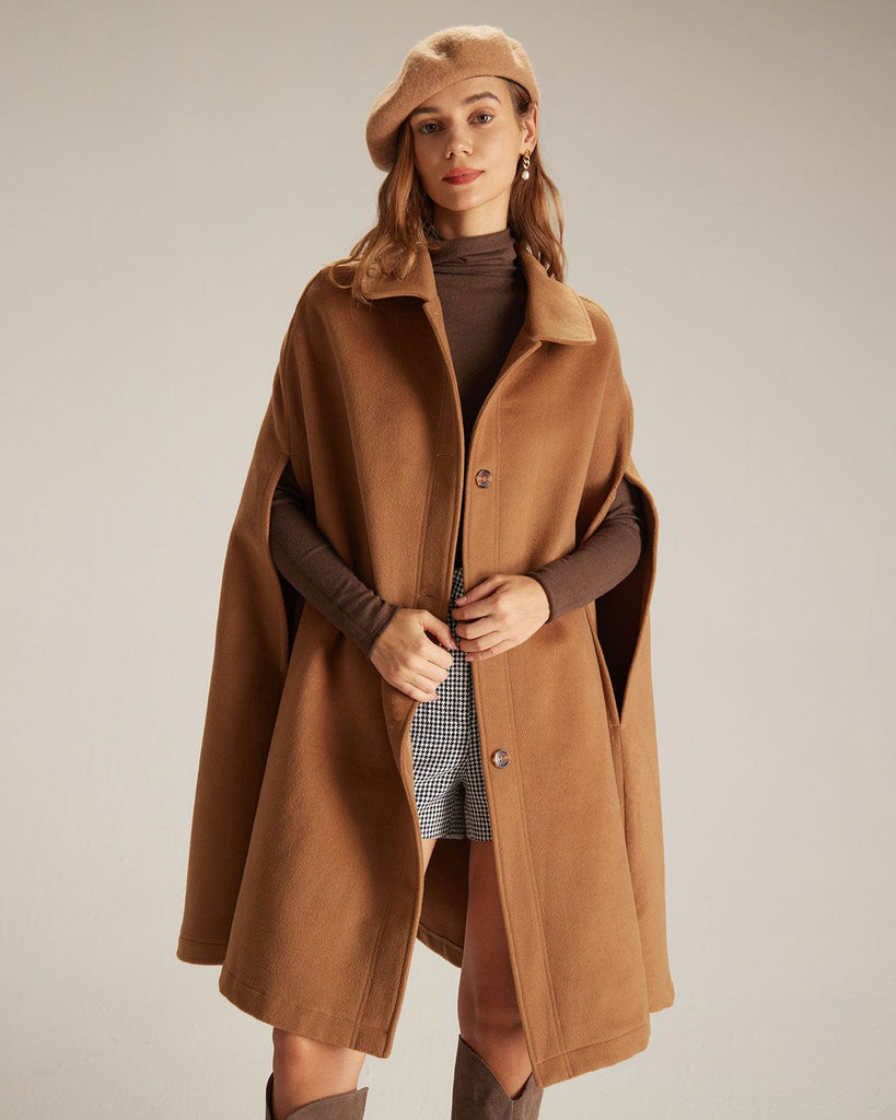 The Khaki Single Breasted Cape Khaki Outerwear - RIHOAS