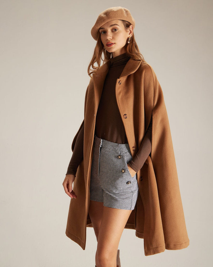 The Khaki Single Breasted Cape Outerwear - RIHOAS