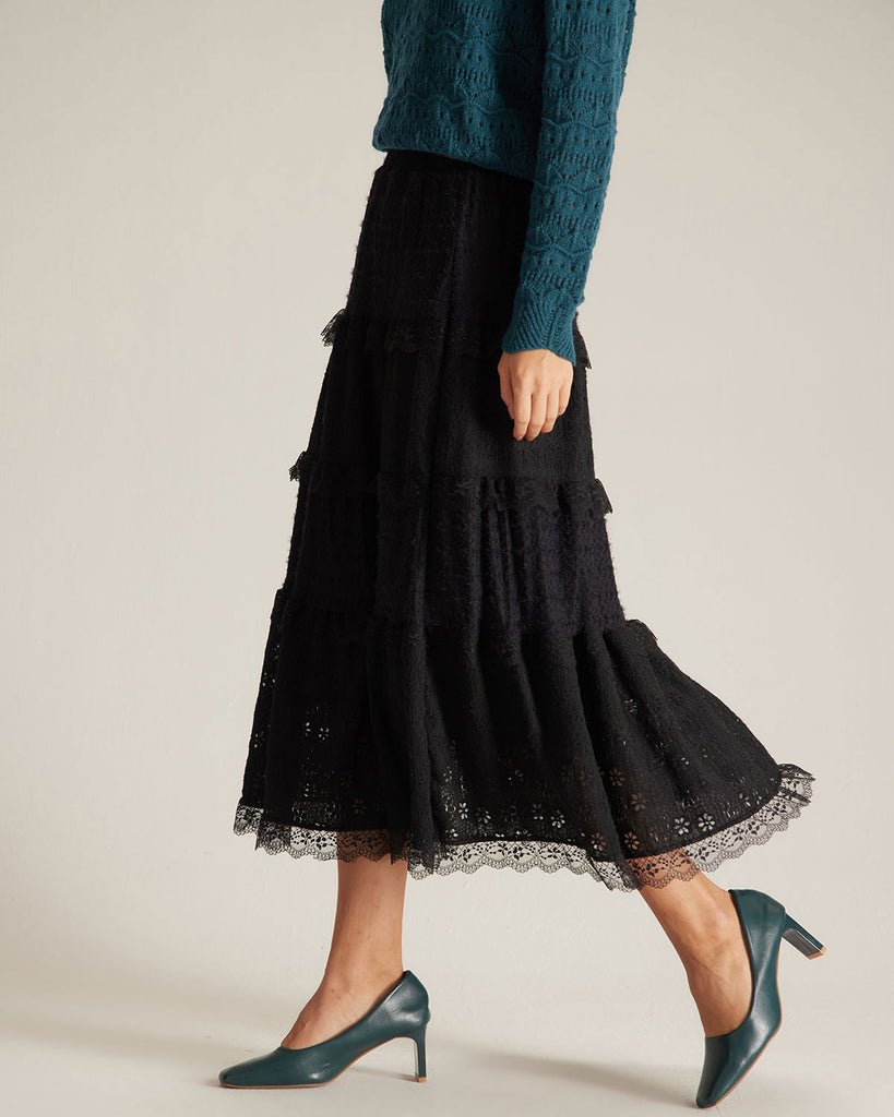The Lace Elastic-Waist Skirt Bottoms - RIHOAS