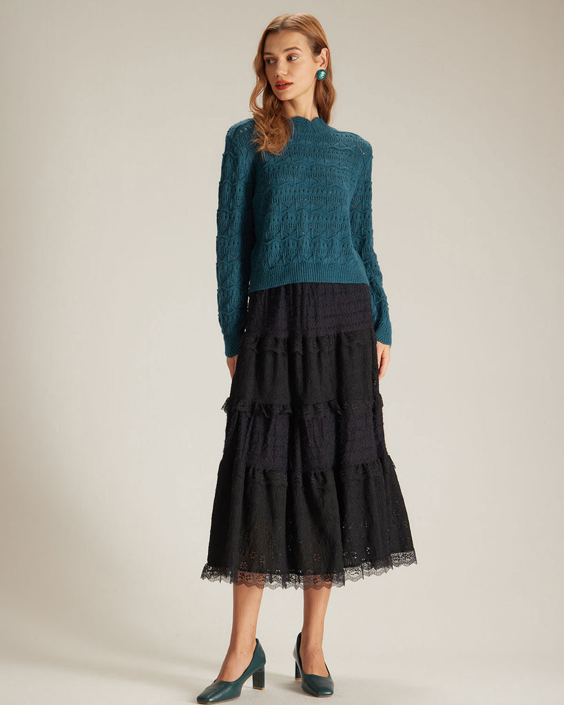 The Lace Elastic-Waist Skirt Bottoms - RIHOAS