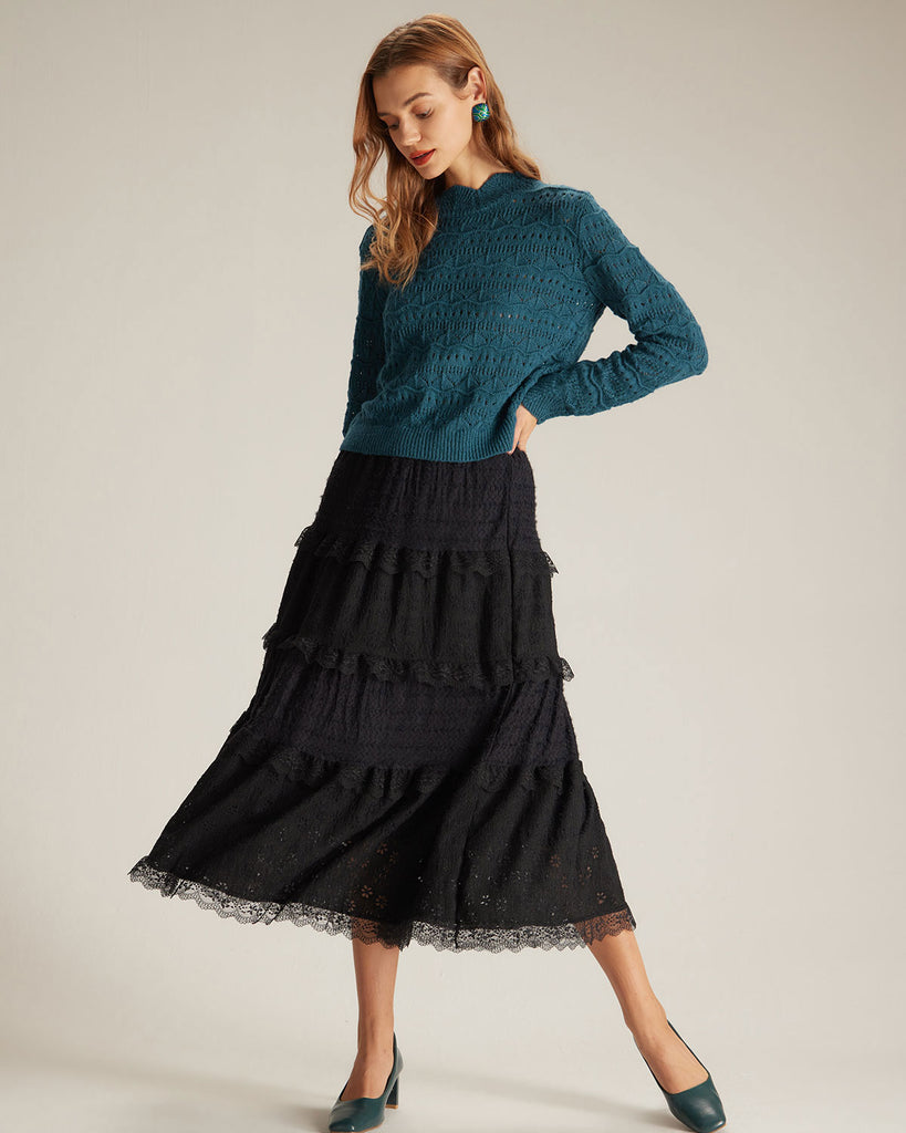 The Lace Elastic-Waist Skirt Bottoms - RIHOAS
