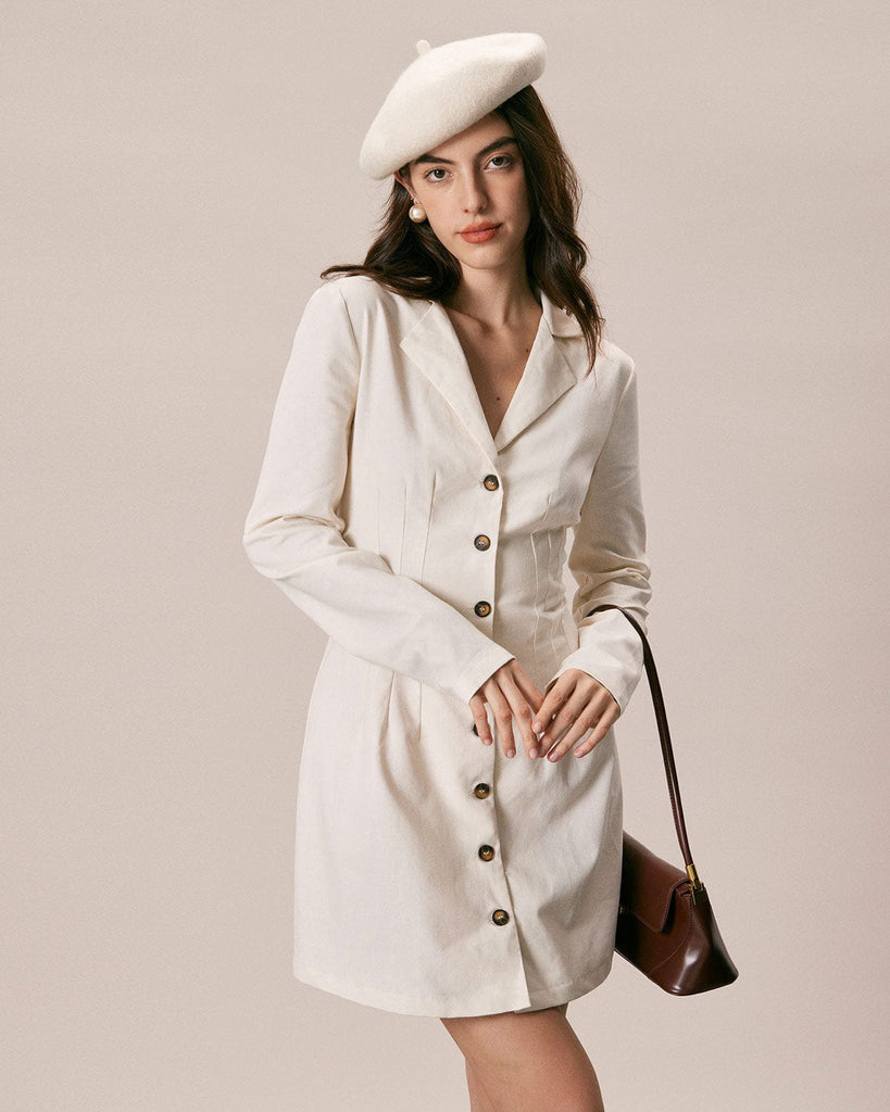 The Lapel Button-up Long Sleeve Dress Dresses - RIHOAS