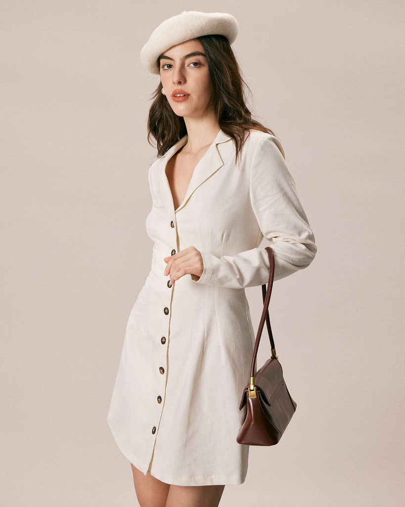 The Lapel Button-up Long Sleeve Dress Dresses - RIHOAS