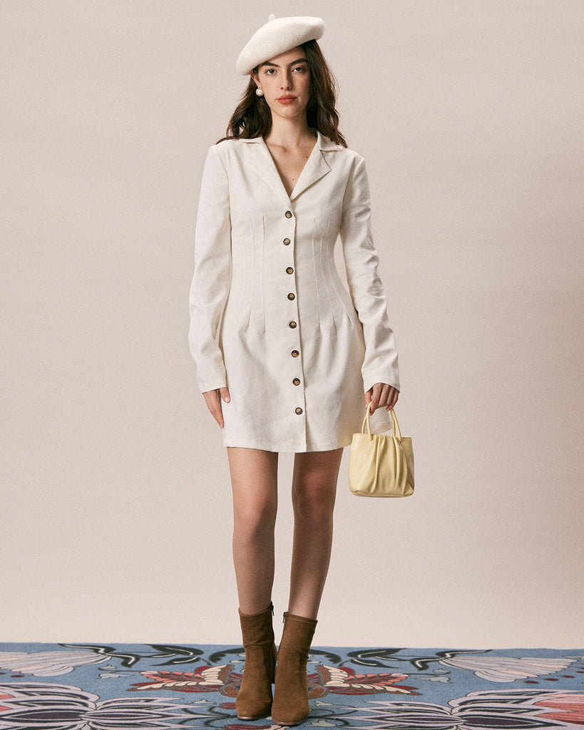 The Lapel Button-up Long Sleeve Dress Dresses - RIHOAS