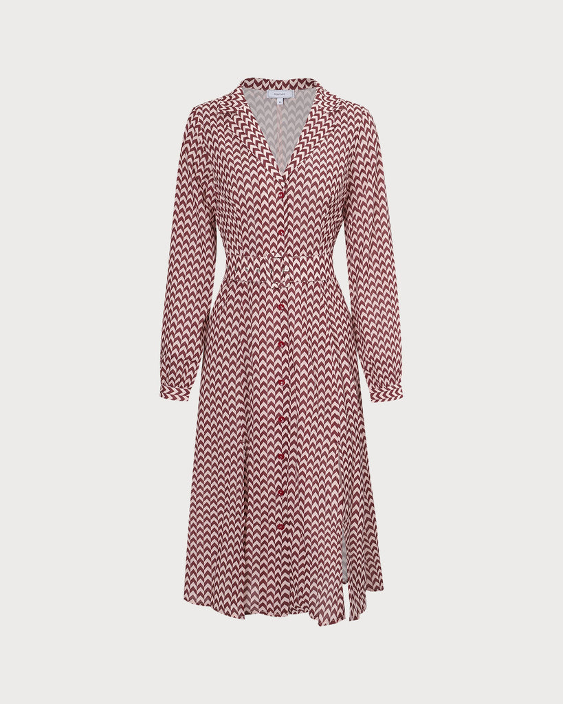 The Lapel Geometric Print Shirt Dress Dresses - RIHOAS