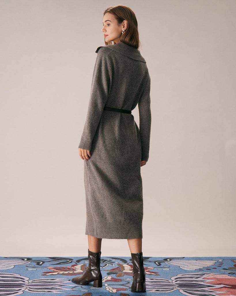 The Lapel Knitted Dress Dresses - RIHOAS