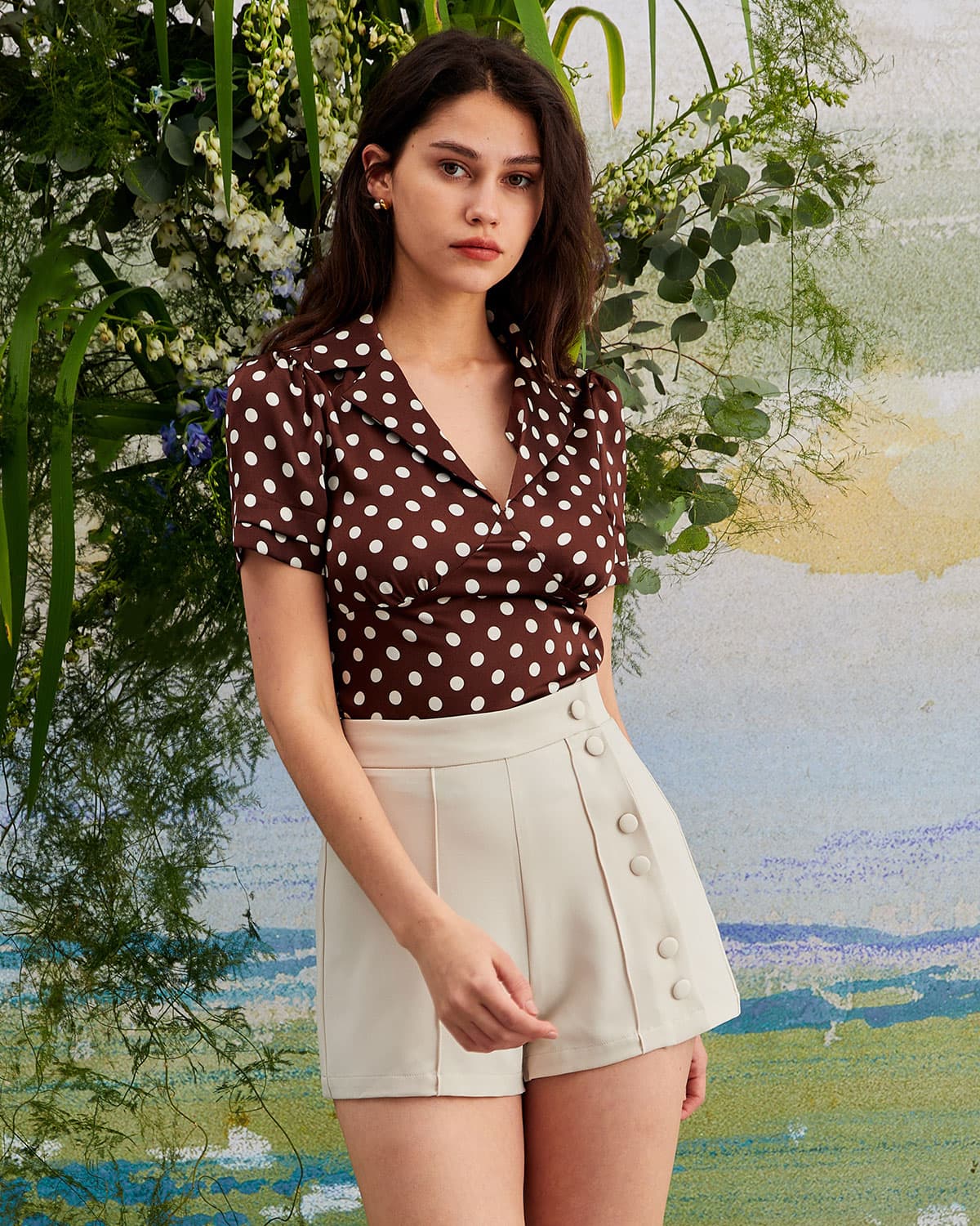 Polka Dot Short Sleeve Blouse