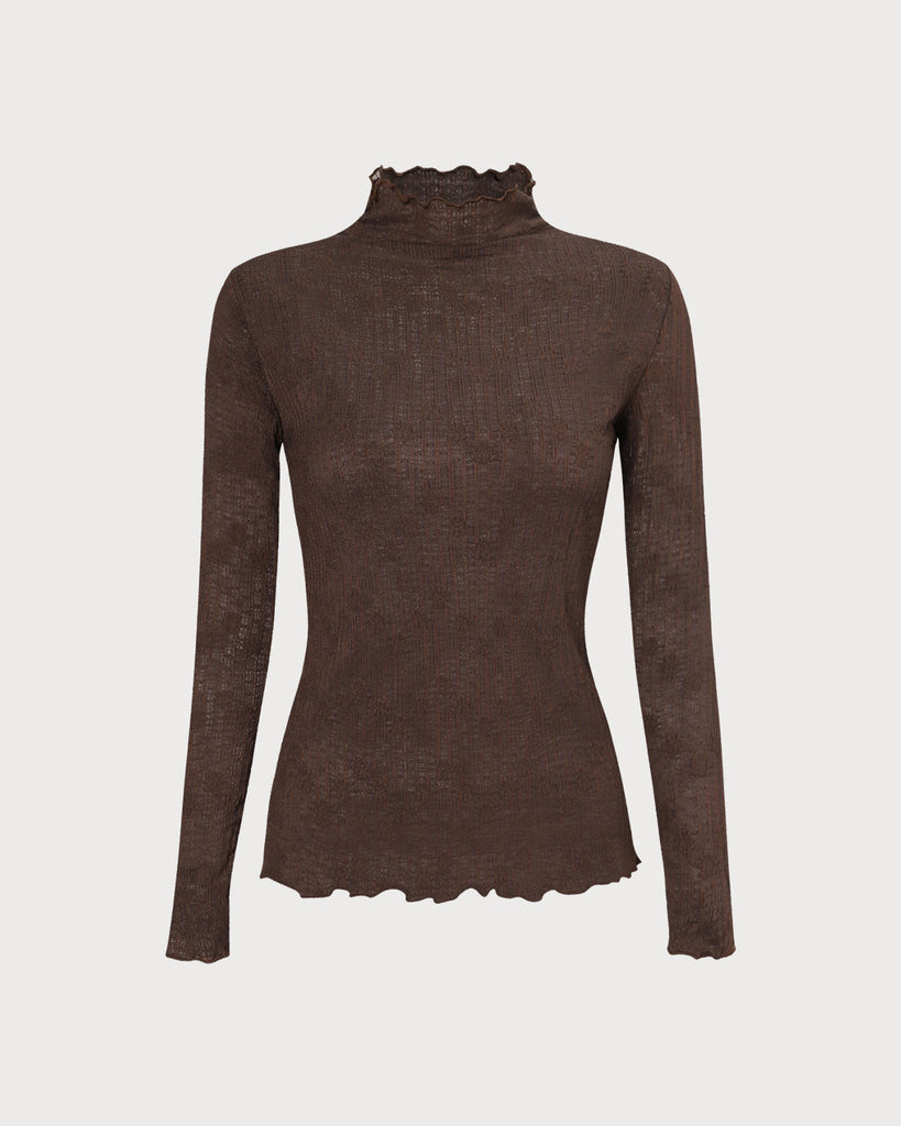 The Mock Neck Jacquard Top Tops - RIHOAS