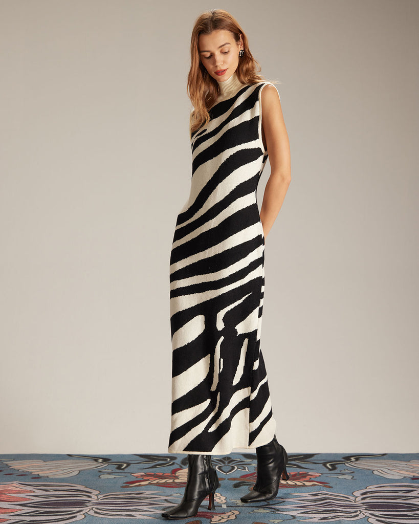 The Mock Neck Tank Sweater Dress Dresses - RIHOAS