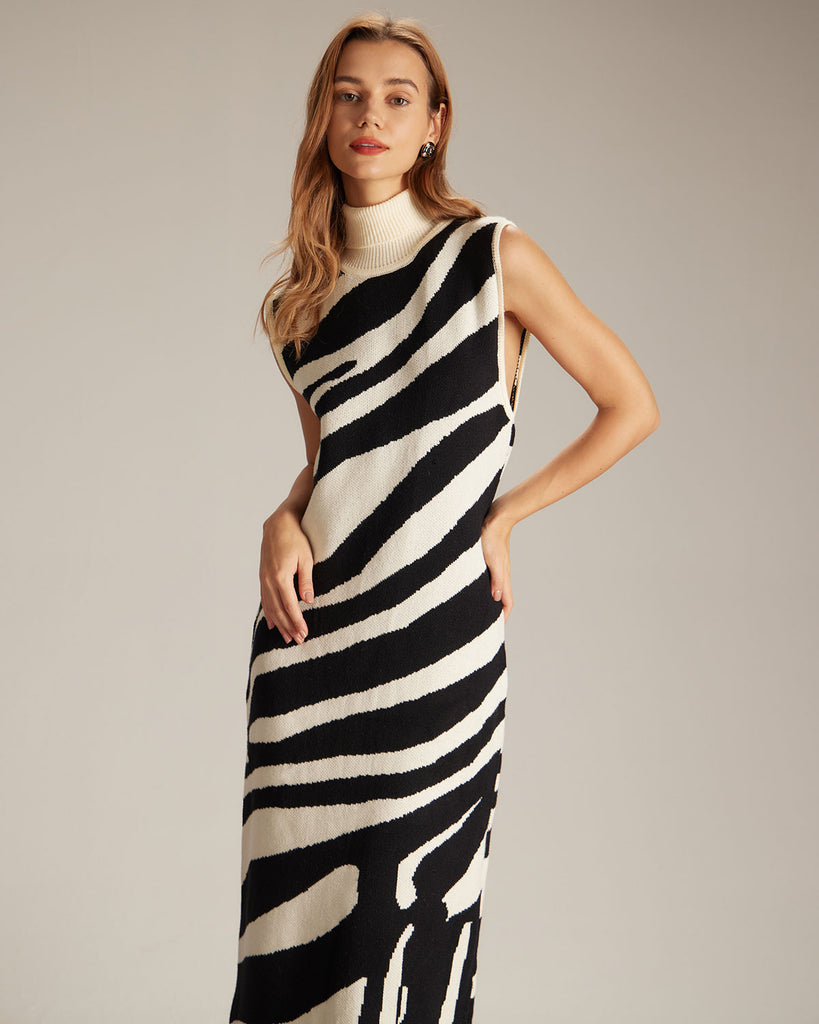 The Mock Neck Tank Sweater Dress Dresses - RIHOAS