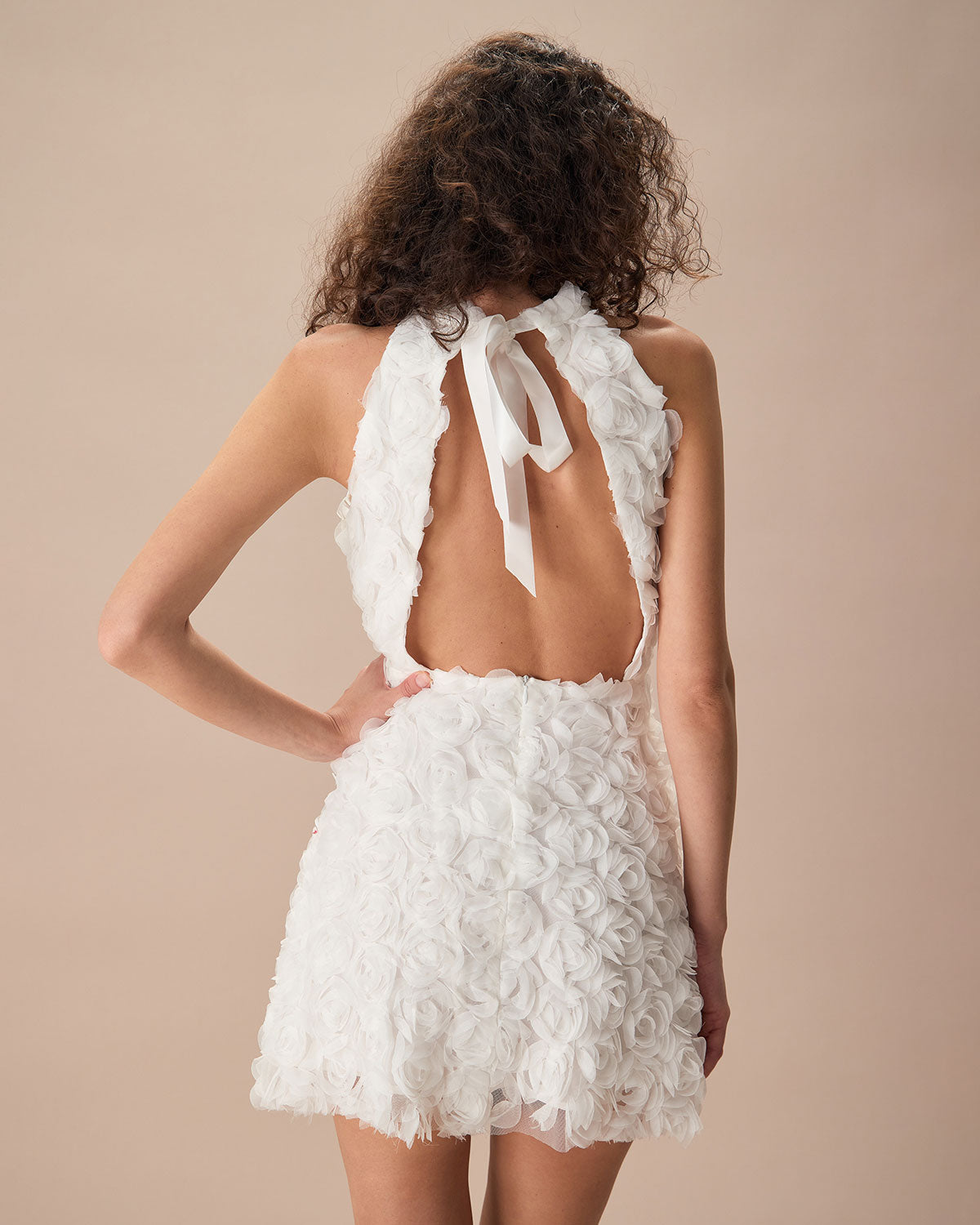 The White Mock Neck Tie-Back Mini Dress & Reviews - White - Dresses | RIHOAS The White Mock Neck Tie-Back Mini Dress & Reviews - White - Dresses | RIHOAS