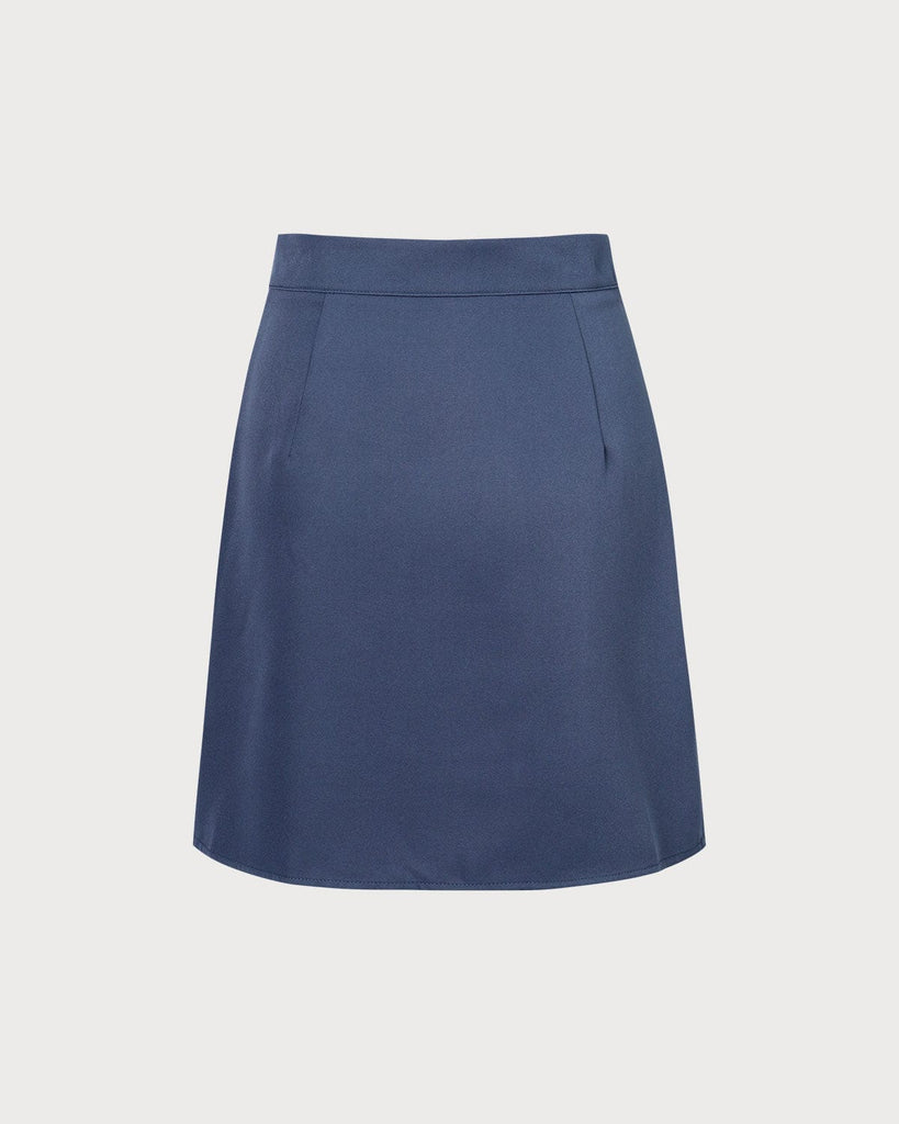 The Navy High Waisted Solid Skirt Bottoms - RIHOAS