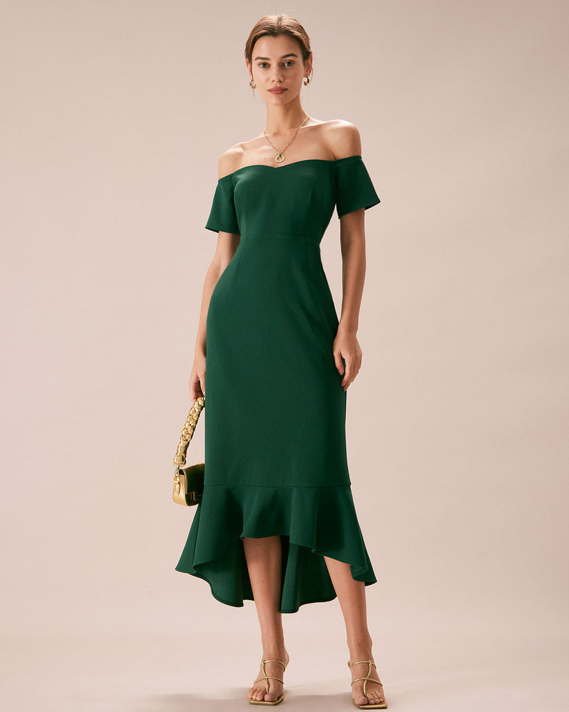 The Off-Shoulder Mermaid Dress Green Dresses - RIHOAS