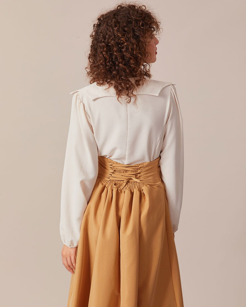 The Peter Pan Collar Long Sleeve Blouse Tops - RIHOAS