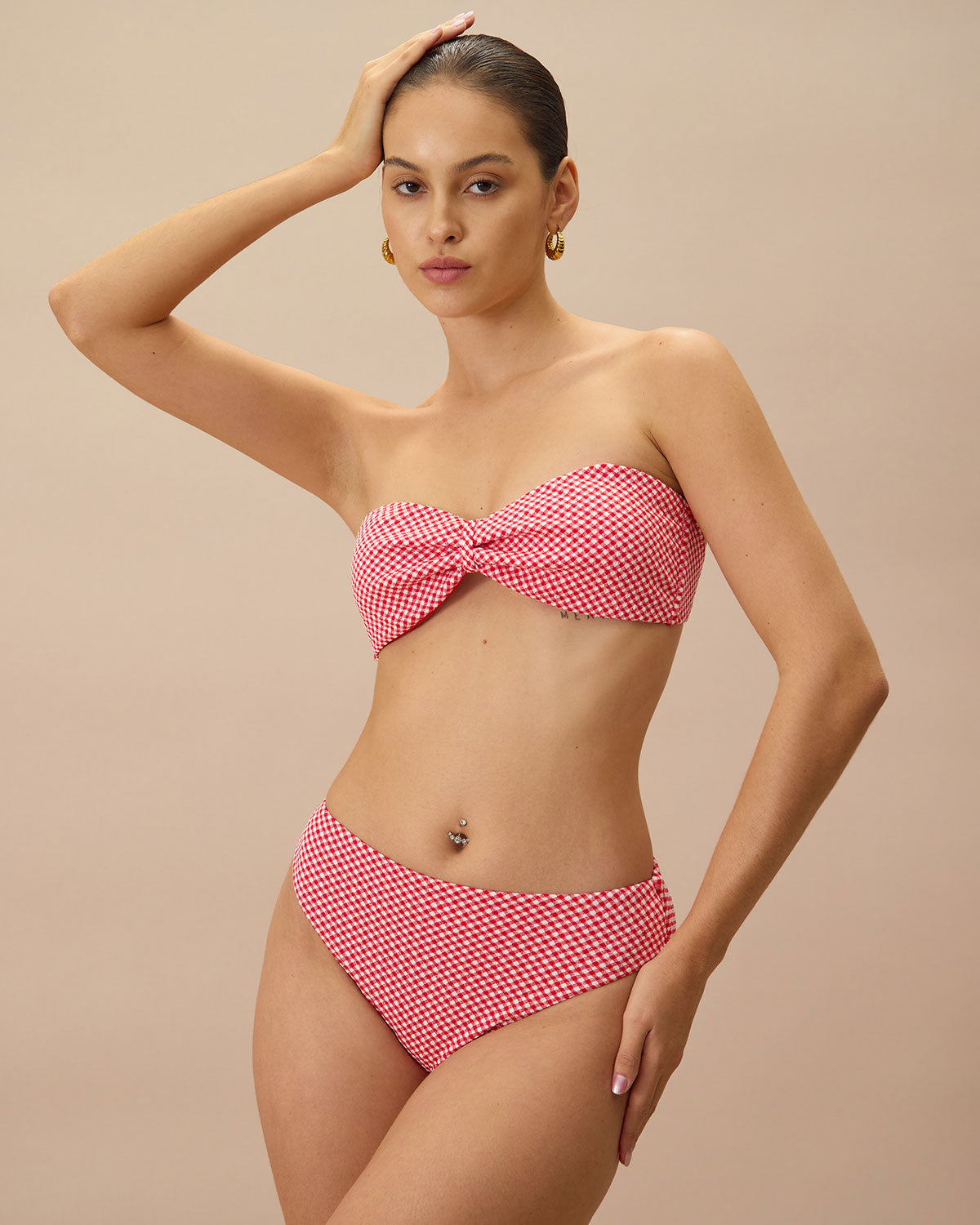 The Plaid Ruched Bikini Top Bikinis - RIHOAS