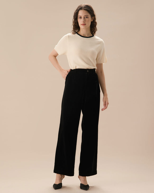 The Pleated Wide Leg Pants - The Black High Waisted Pleated