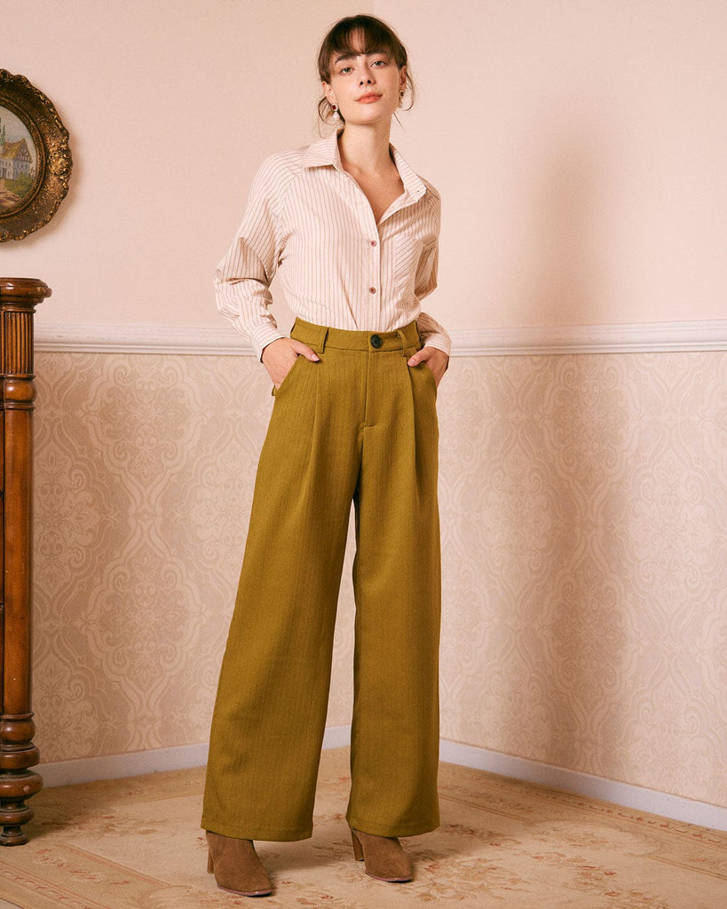 The Pocket Pleated Straight Pants Bottoms - RIHOAS