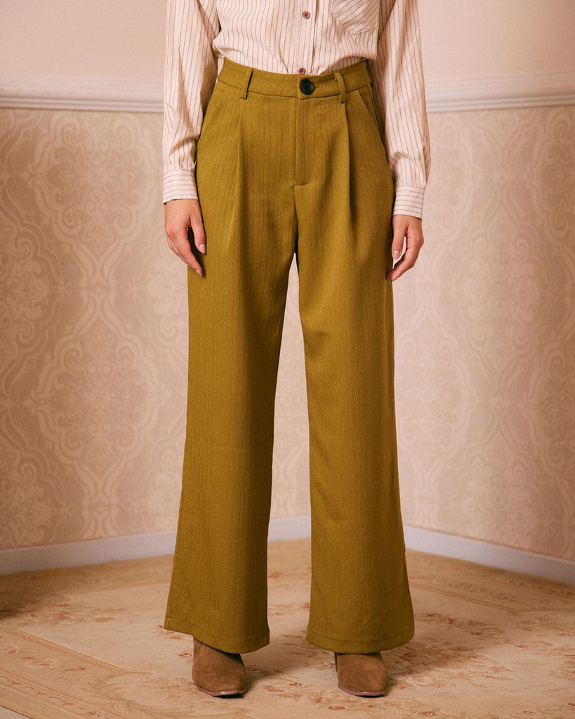 The Pocket Pleated Straight Pants Bottoms - RIHOAS