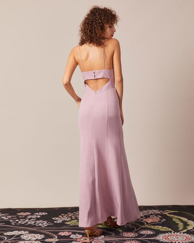 The Purple Slit Mermaid Maxi Dress Dresses - RIHOAS