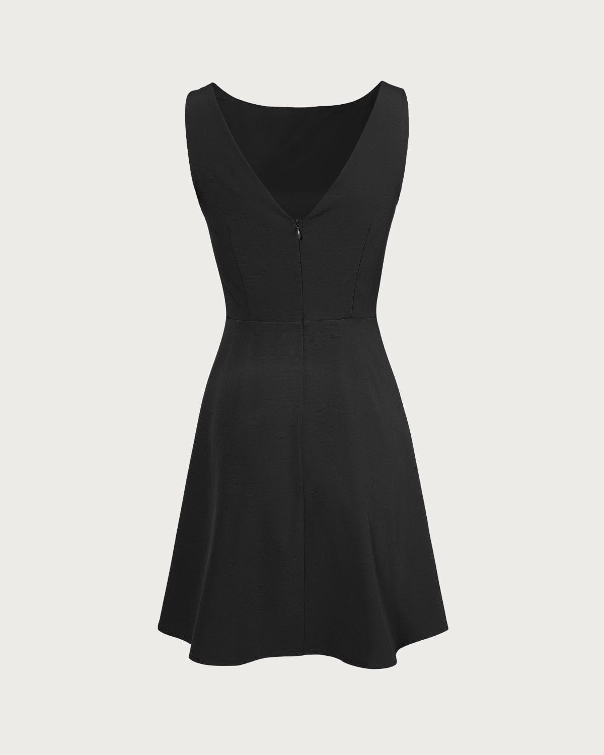 The Black Boat Neck High Waisted Mini Dress - Boat Neck Sleeveless A Line Backless Mini Dress - Black - Dresses | RIHOAS The Black Boat Neck High Waisted Mini Dress - Boat Neck Sleeveless A Line Backless Mini Dress - Black - Dresses | RIHOAS