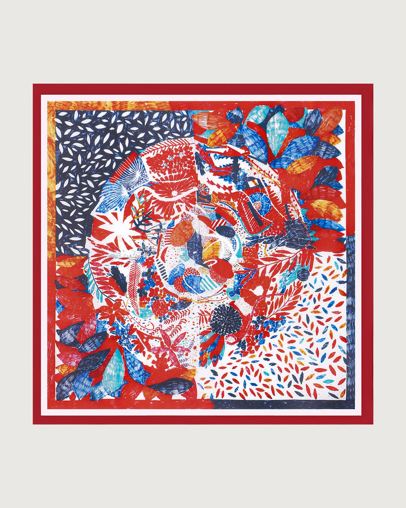 The Red Oil Painting Square Scarf Red Scarves - RIHOAS