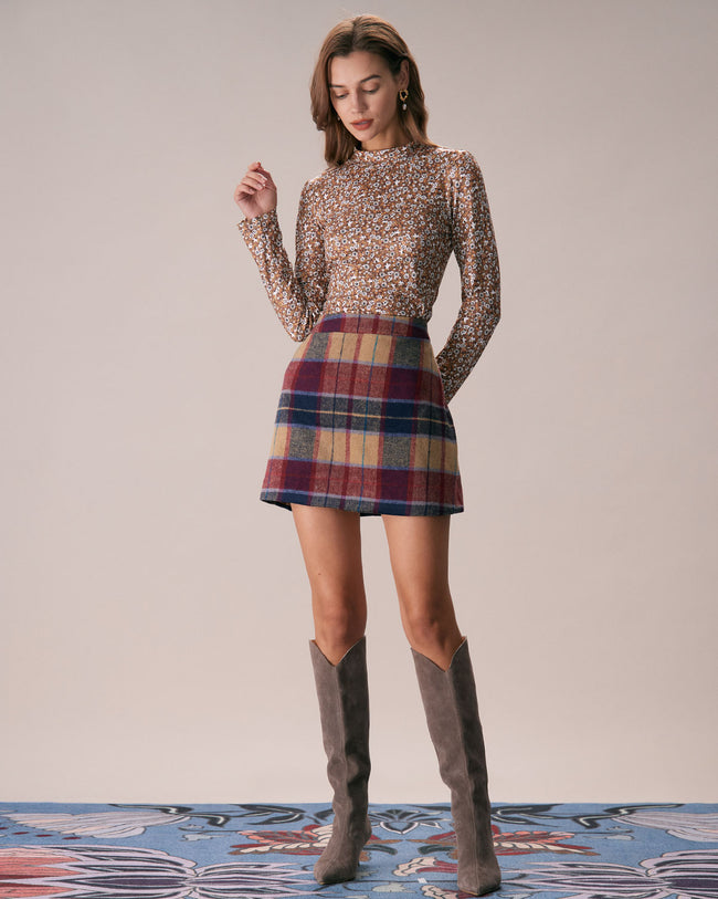 Tweed plaid mini clearance skirt