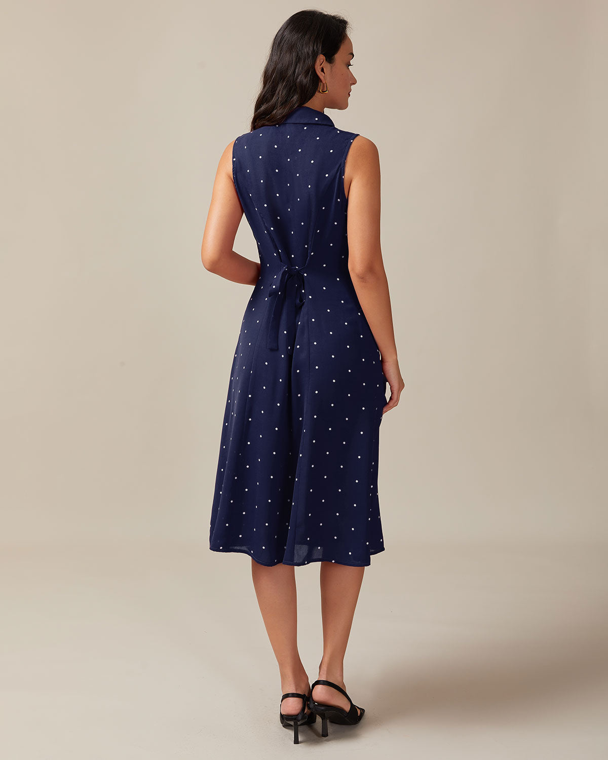 Rihoas Polka Dot Button Down Shirt Midi Dress | Lapel Collar A Line Dress for Work, Office, Summer Outings, Navy / L Rihoas Polka Dot Button Down Shirt Midi Dress | Lapel Collar A Line Dress for Work, Office, Summer Outings, Navy / L