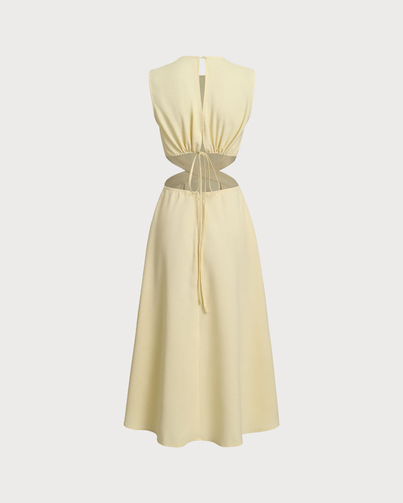 The Red Round Neck Cut Out Midi Dress Dresses - RIHOAS