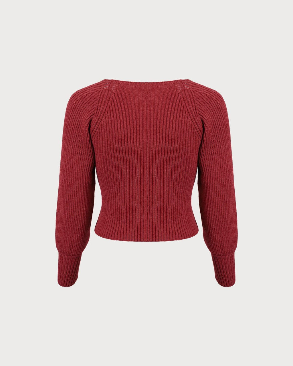 The Red Scoop Neck Lantern Sleeve Sweater