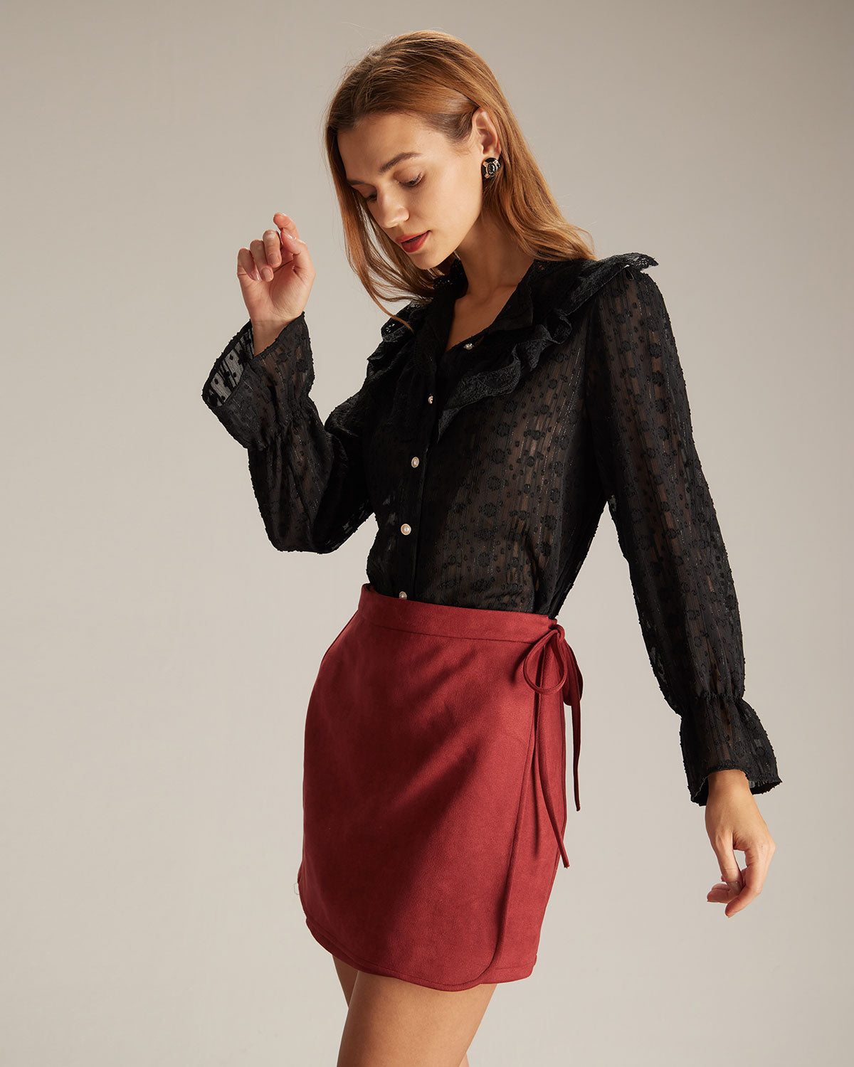 High waisted on sale tie mini skirt