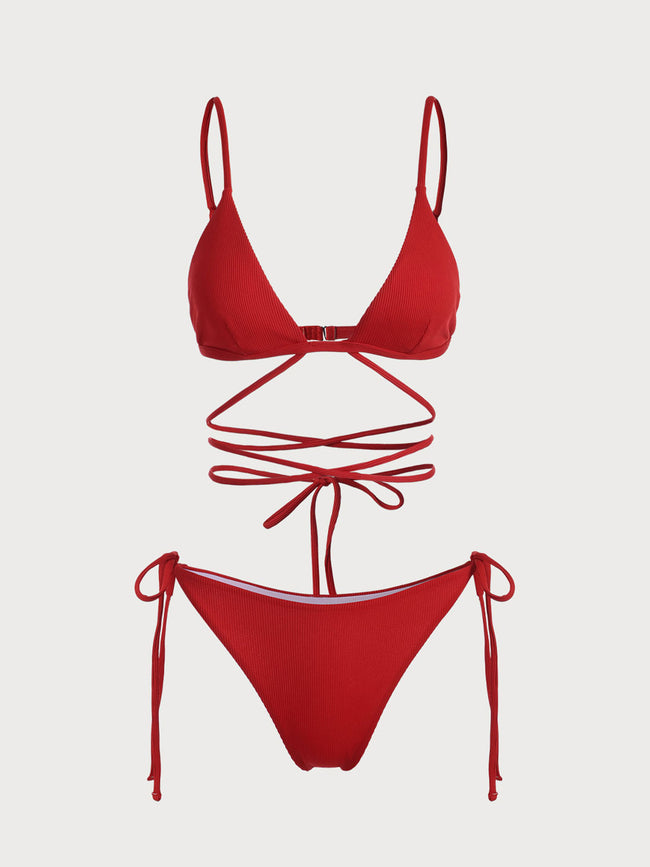 【U LAN】Remute Linkle Cross Bikini Metal Hardware Criss Cross Bikini Set - Litlookz Studio
