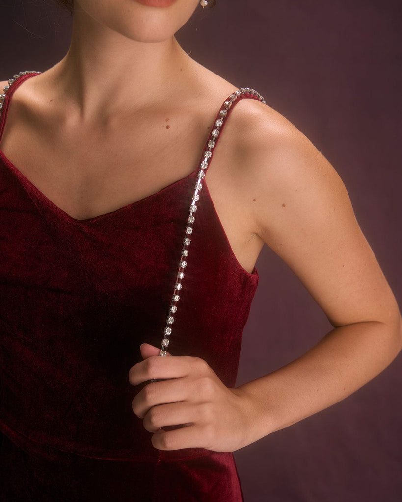 The Red Velvet Diamond Slip Dress Dresses - RIHOAS