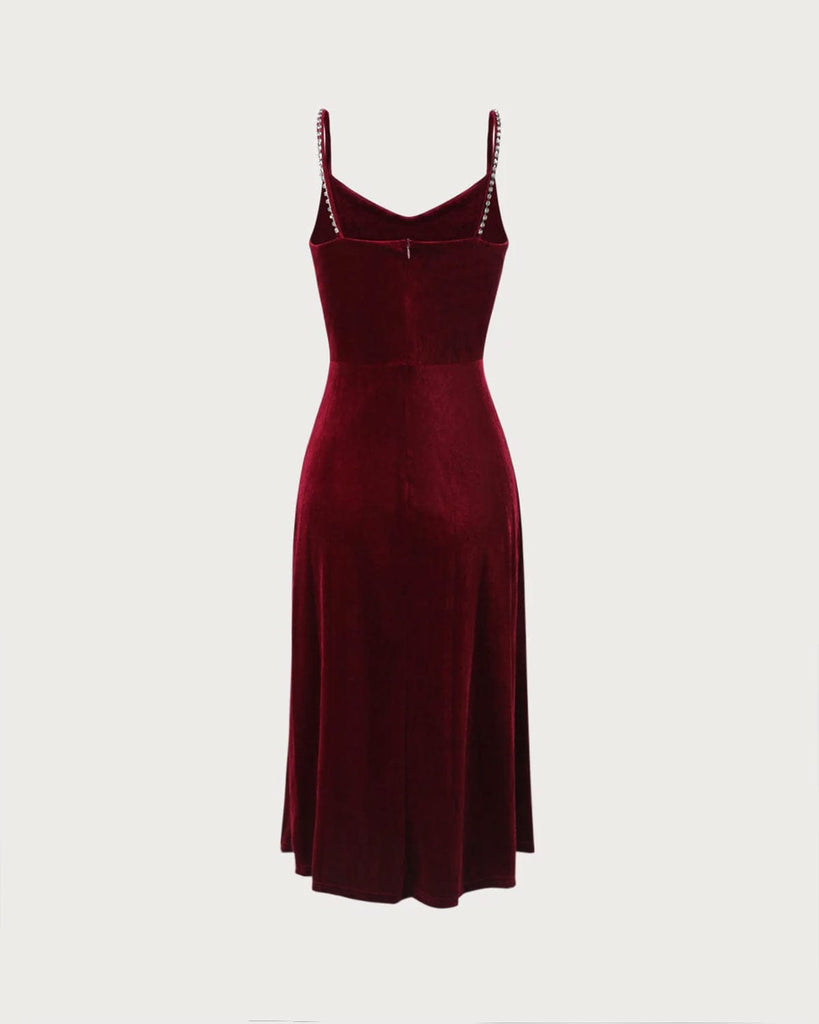 The Red Velvet Diamond Slip Dress Dresses - RIHOAS