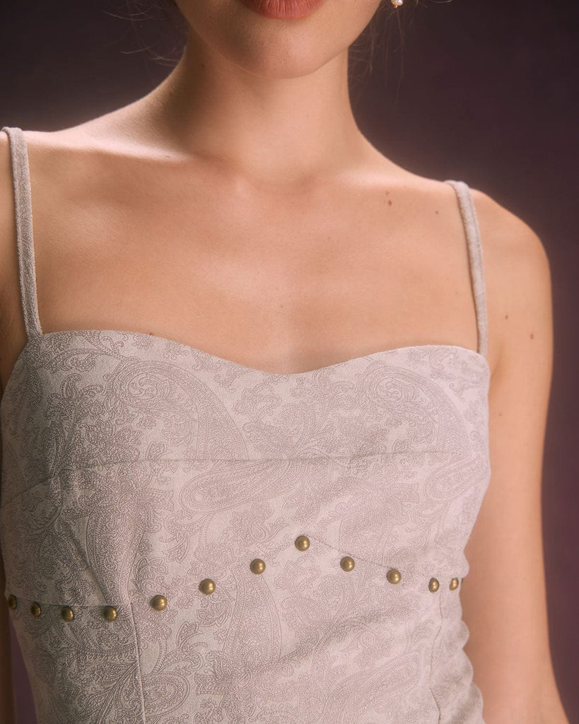 The Rivet-Trim Paisley Dress Dresses - RIHOAS