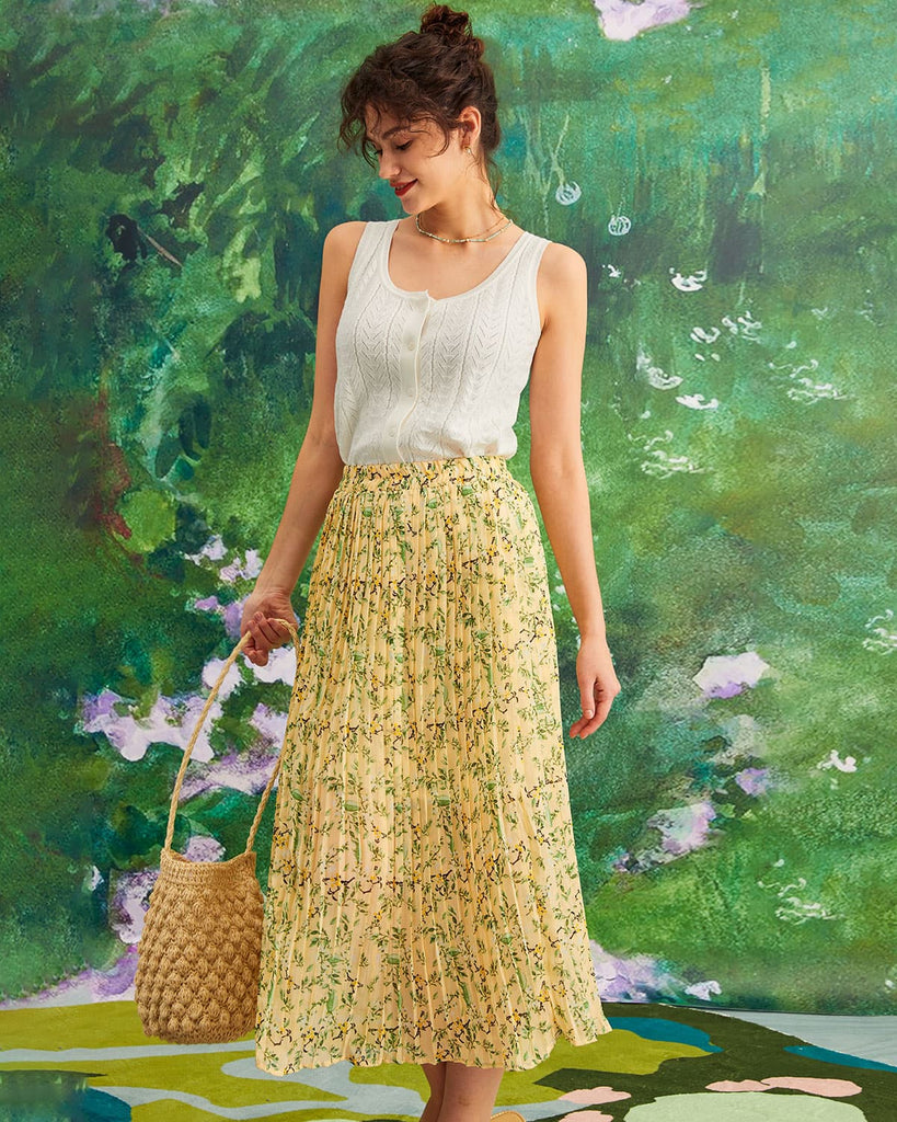The Round Neck Button Knit Tank Top Tops - RIHOAS