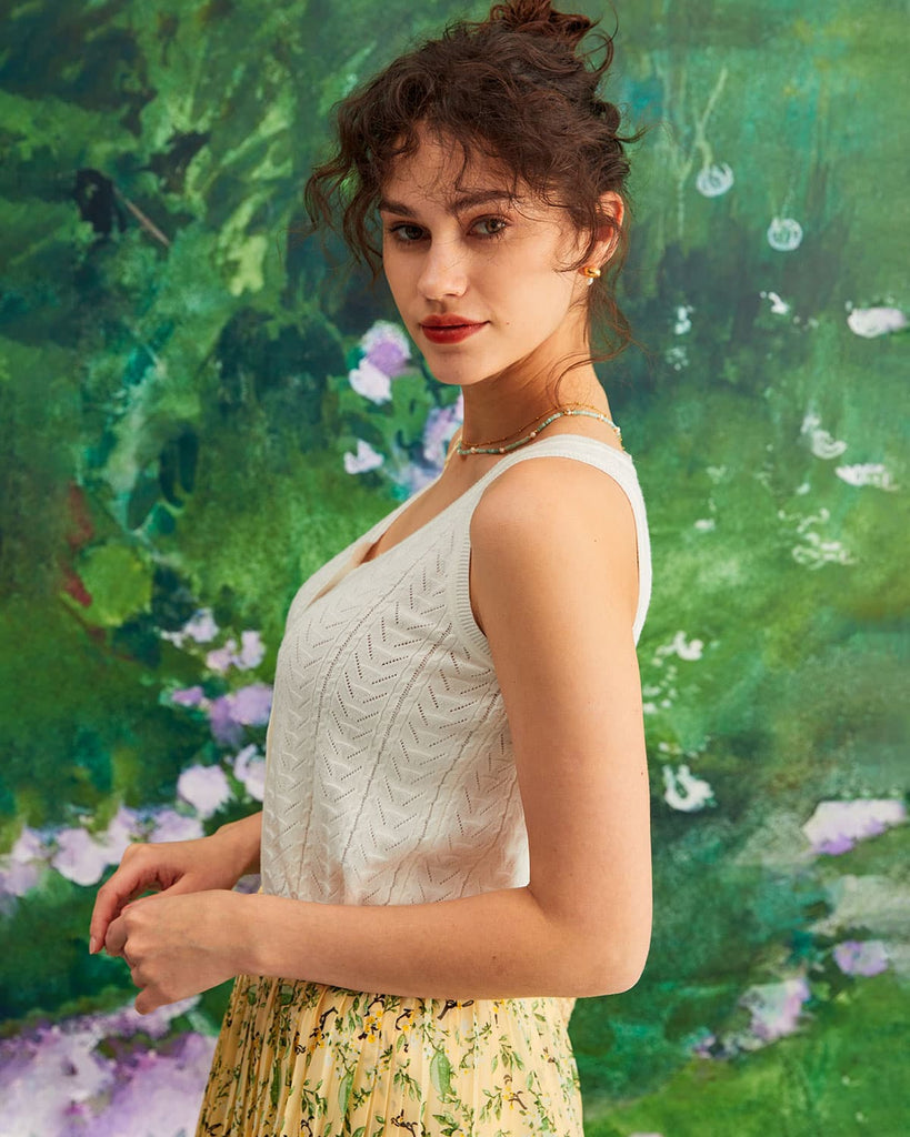 The Round Neck Button Knit Tank Top Tops - RIHOAS