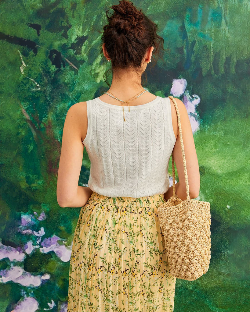 The Round Neck Button Knit Tank Top Tops - RIHOAS